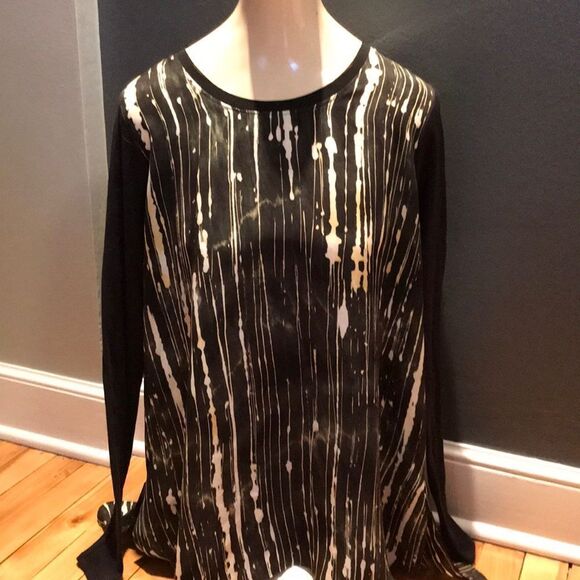 Simply Vera silky black print top, medium - Picture 1 of 5